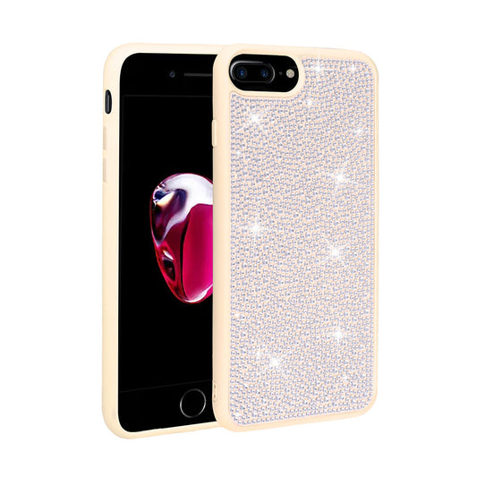 Apple iPhone 7 Plus Kılıf Parlak Taşlı Tasarım Zore Ston Kapak Beyaz