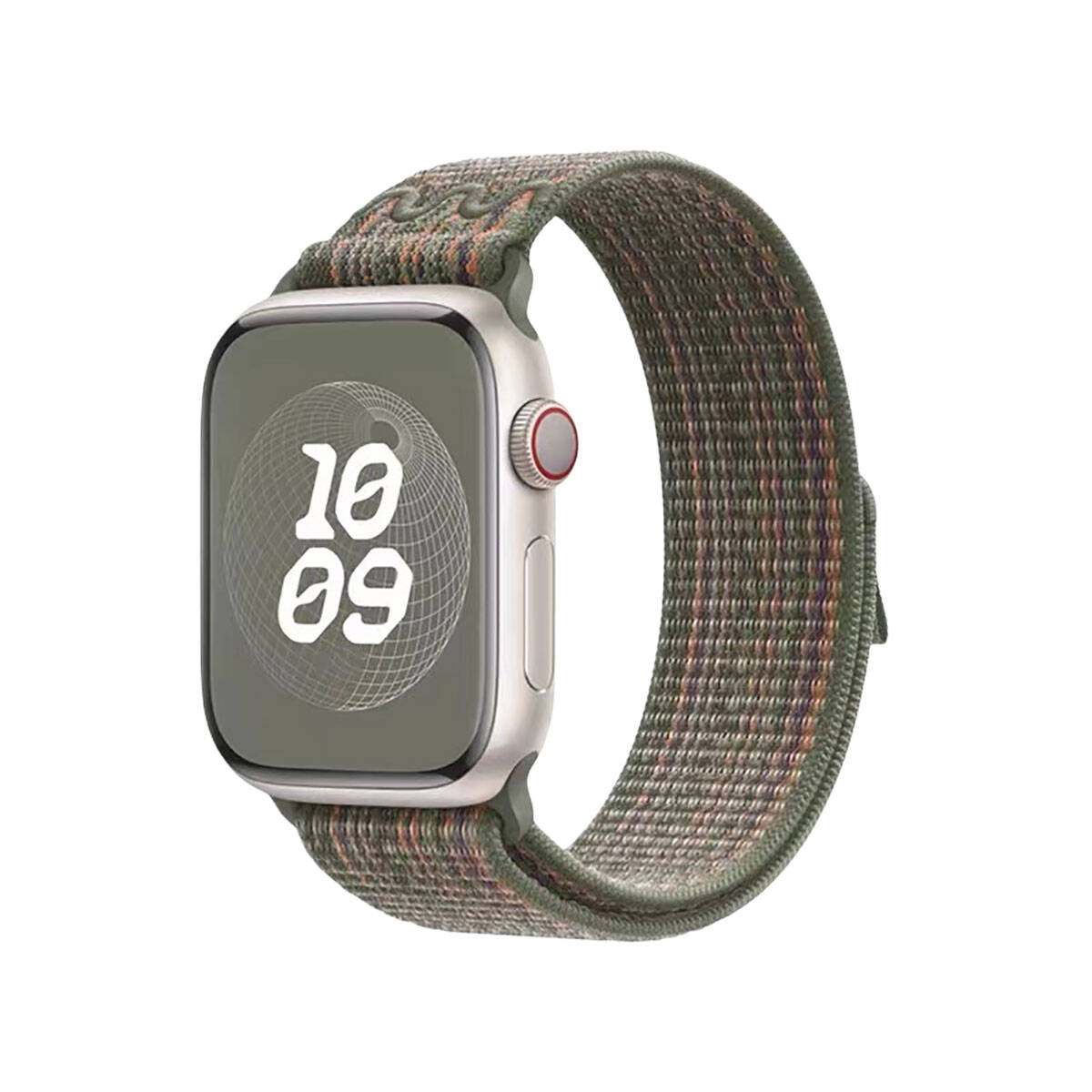 Apple Watch 10 42mm KRD-91 Hasır Kordon Strap Kayış Yeşil-Gri