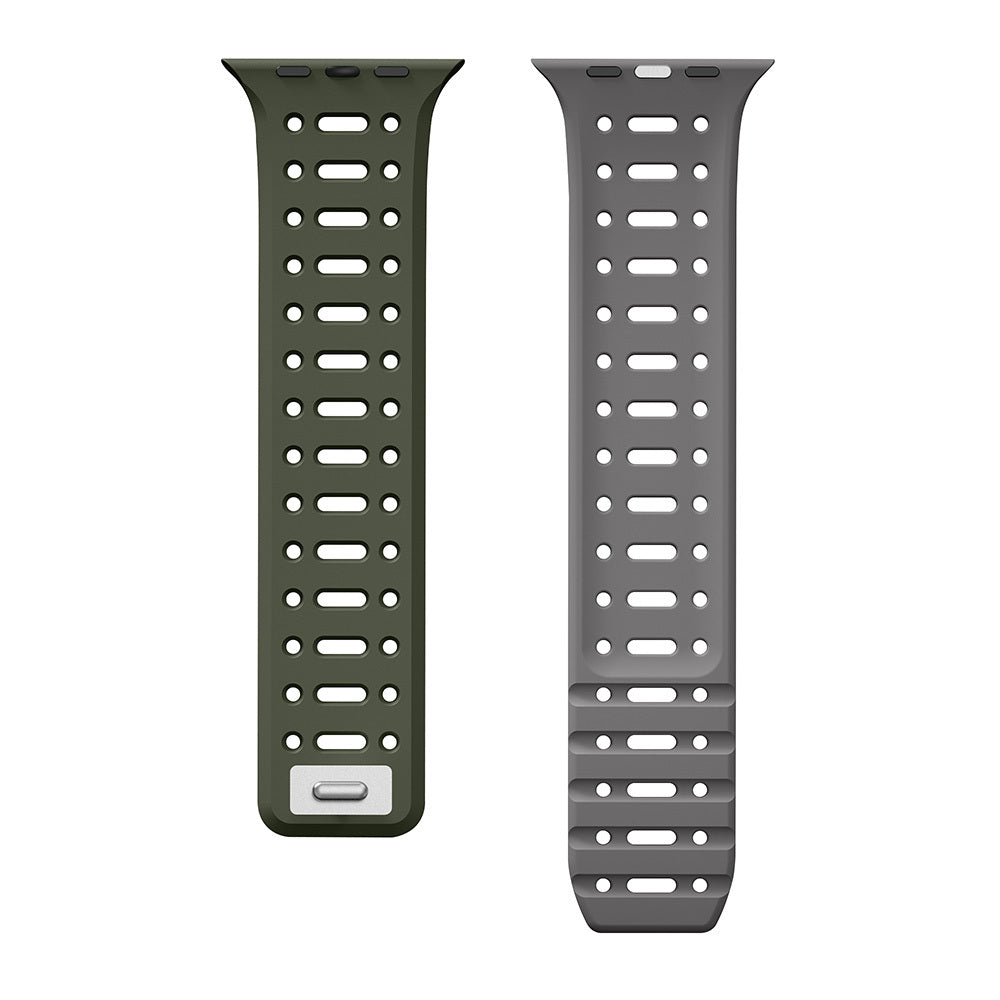 Apple Watch 10 46mm Zore KRD-124 Silikon Kordon Strap Kayış Siyah-Gri