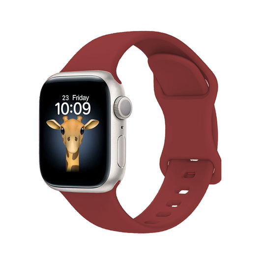 Apple Watch 10 46mm Zore KRD-131 Silikon Kordon Strap Kayış Koyu Kırmızı
