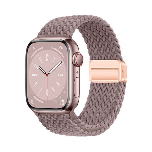 Apple Watch 10 46mm Zore KRD-134 Örgü Tasarımlı Hasır Kordon Strap Kayış Mor