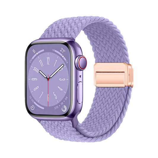Apple Watch 10 46mm Zore KRD-134 Örgü Tasarımlı Hasır Kordon Strap Kayış Lila