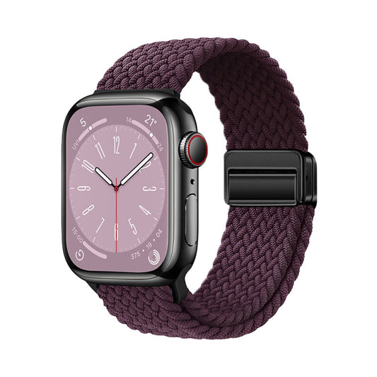 Apple Watch 10 46mm Zore KRD-134 Örgü Tasarımlı Hasır Kordon Strap Kayış Koyu Mor