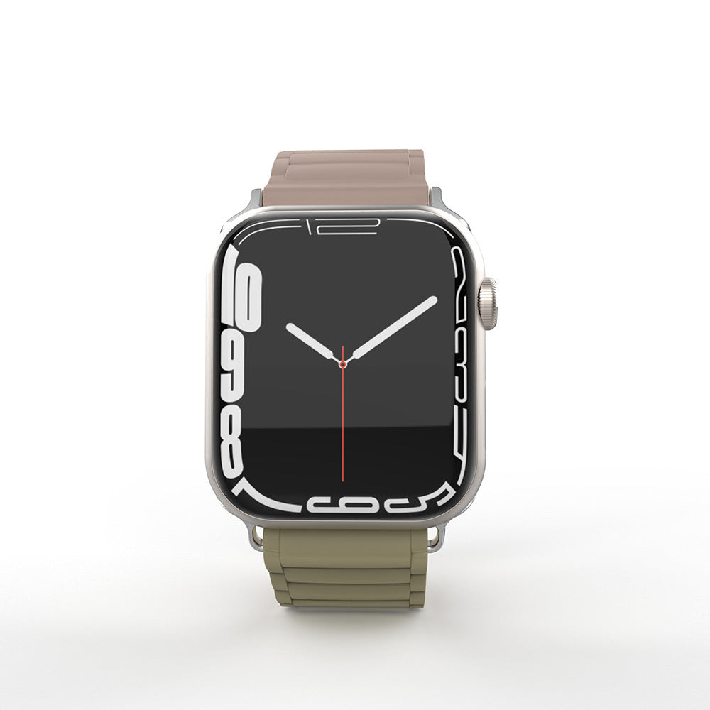 Apple Watch 7 45mm Zore KRD-122 Silikon Kordon Strap Kayış Siyah-Turuncu