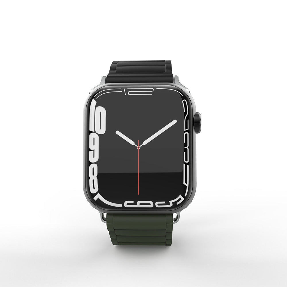 Apple Watch 7 45mm Zore KRD-122 Silikon Kordon Strap Kayış Siyah-Turuncu