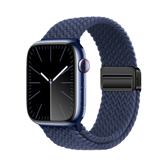 Apple Watch 7 45mm Zore KRD-134 Örgü Tasarımlı Hasır Kordon Strap Kayış Lacivert