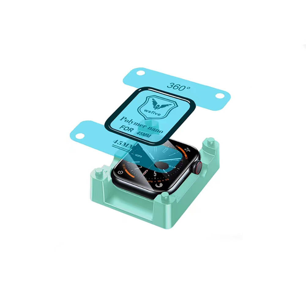 Apple Watch 7 45mm Zore Polymer Nano Ekran Koruyucu + Kolay Uygulama Aparatlı Siyah