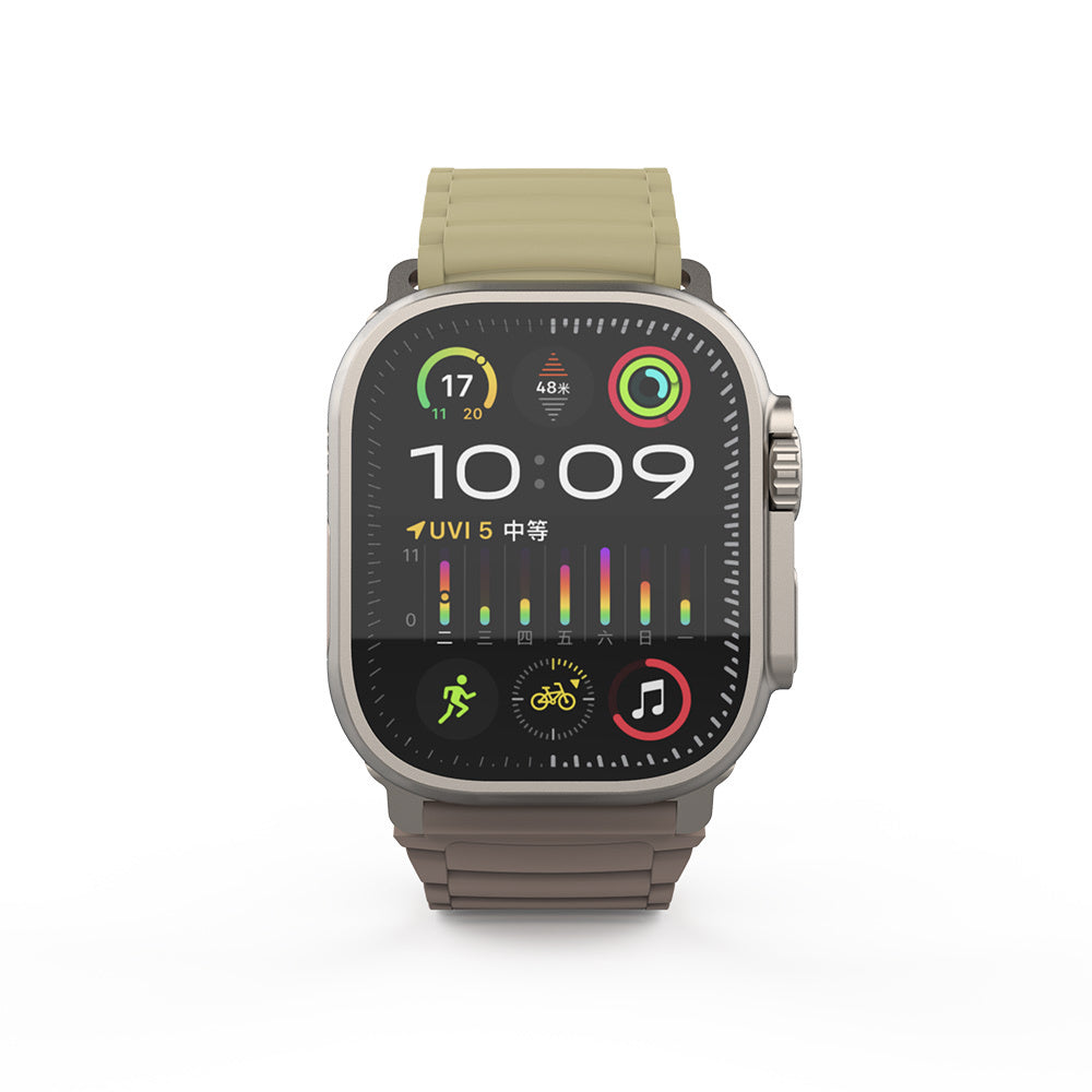 Apple Watch Ultra 49mm Zore KRD-122 Silikon Kordon Strap Kayış Kahverengi-Krem
