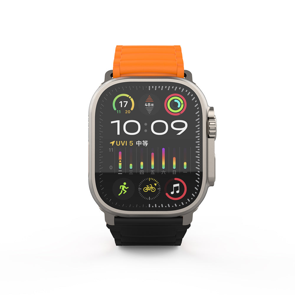 Apple Watch Ultra 49mm Zore KRD-122 Silikon Kordon Strap Kayış Kahverengi-Krem