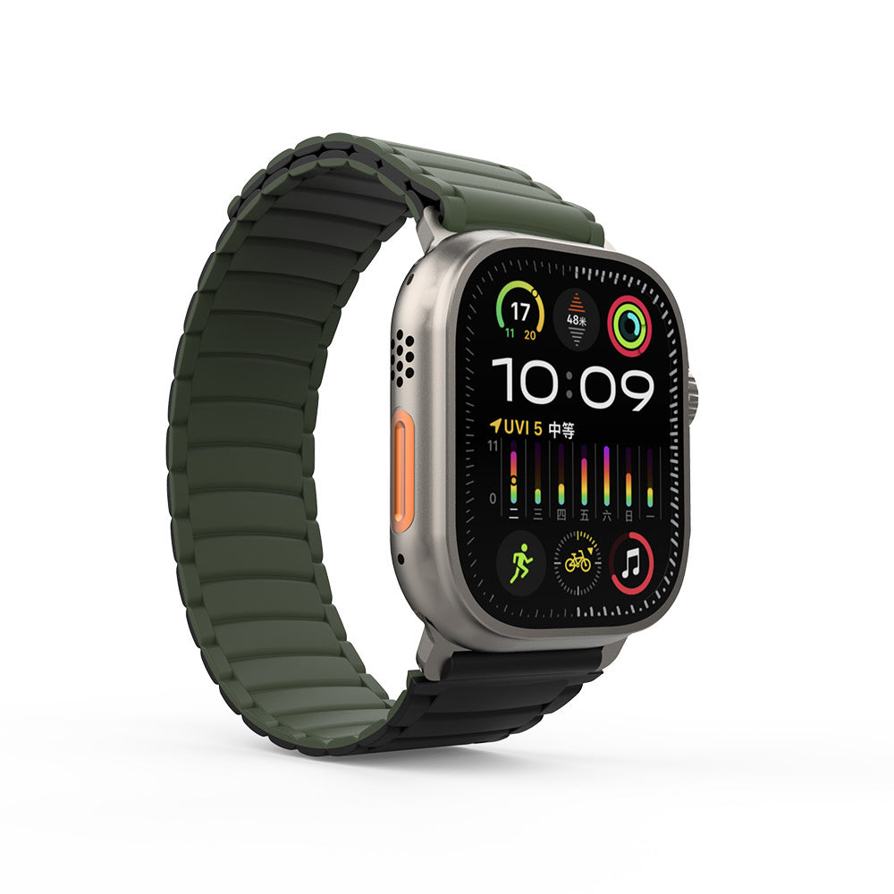 Apple Watch Ultra 49mm Zore KRD-122 Silikon Kordon Strap Kayış Siyah-Turuncu