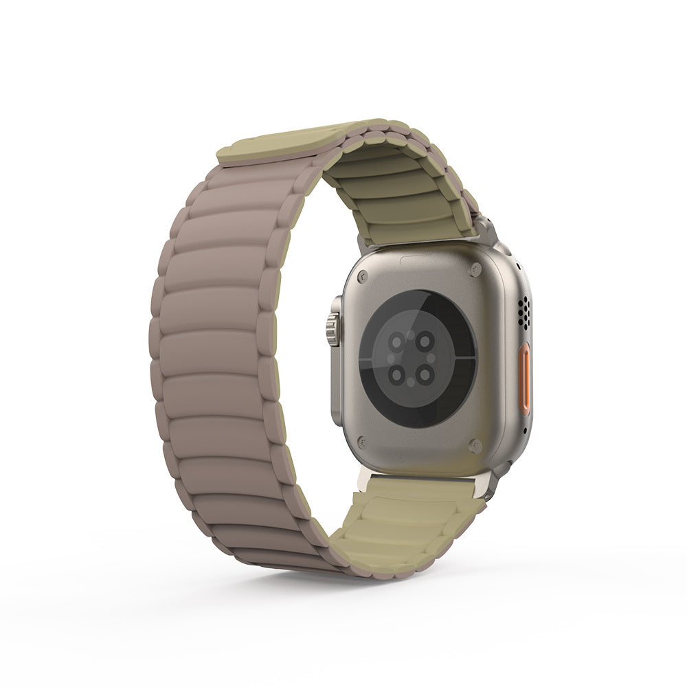 Apple Watch Ultra 49mm Zore KRD-122 Silikon Kordon Strap Kayış Kahverengi-Krem