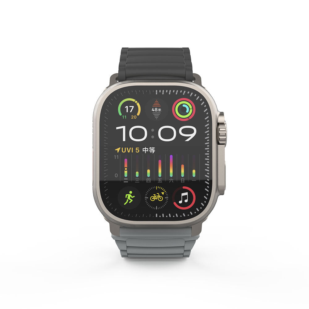 Apple Watch Ultra 49mm Zore KRD-122 Silikon Kordon Strap Kayış Kahverengi-Krem