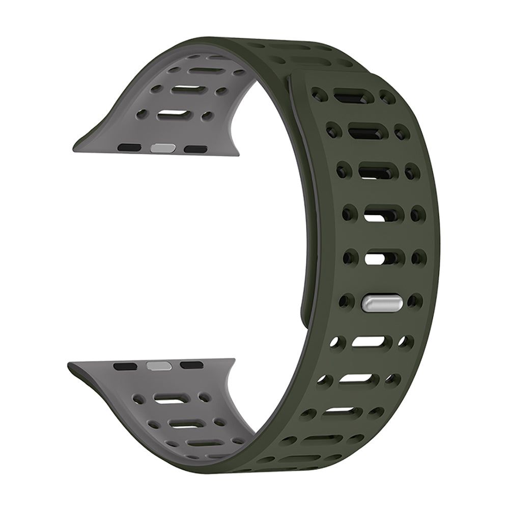 Apple Watch Ultra 49mm Zore KRD-124 Silikon Kordon Strap Kayış Koyu Yeşil-Gri