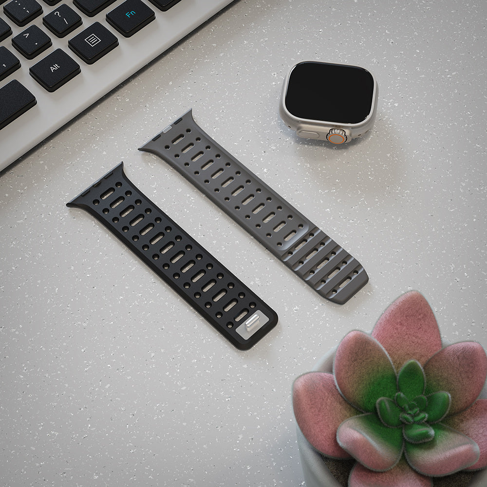 Apple Watch Ultra 49mm Zore KRD-124 Silikon Kordon Strap Kayış Koyu Yeşil-Gri