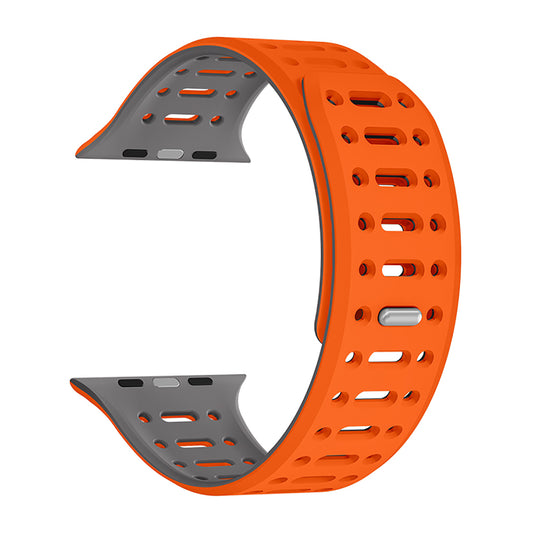 Apple Watch Ultra 49mm Zore KRD-124 Silikon Kordon Strap Kayış Turuncu-Gri