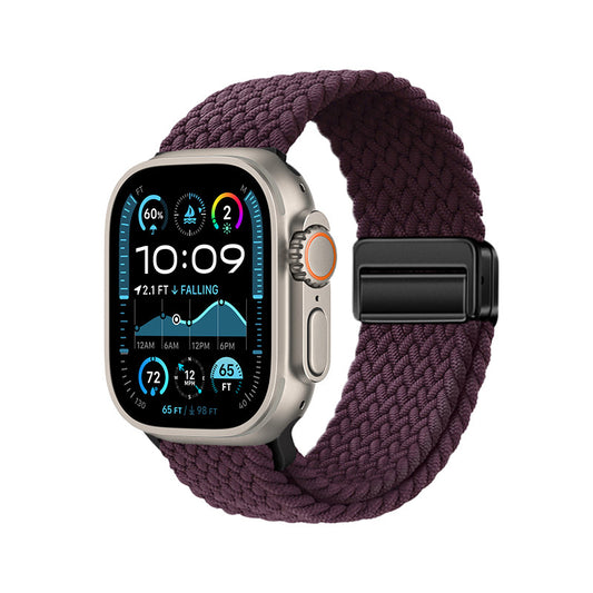 Apple Watch Ultra 49mm Zore KRD-134 Örgü Tasarımlı Hasır Kordon Strap Kayış Koyu Mor