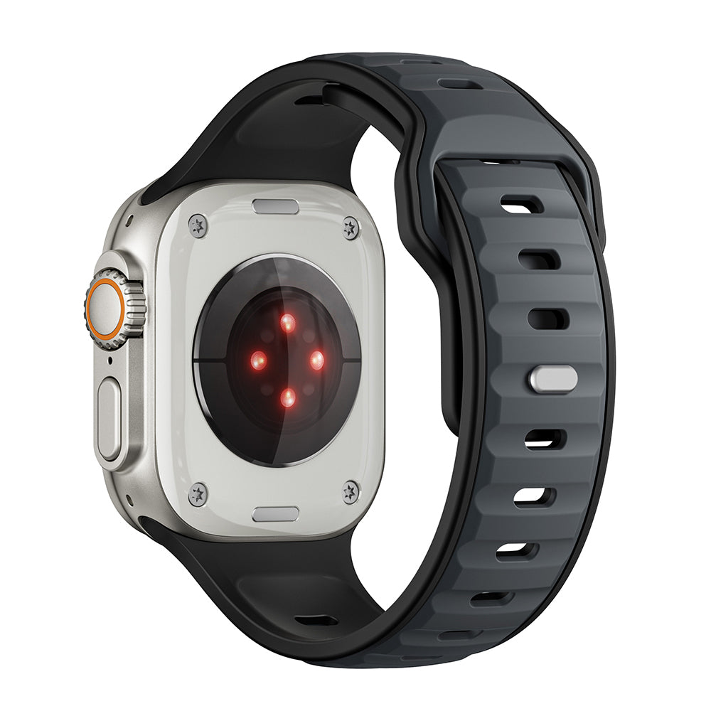 Apple Watch Ultra 49mm Zore KRD-135 Silikon Kordon Strap Kayış Gri-Siyah