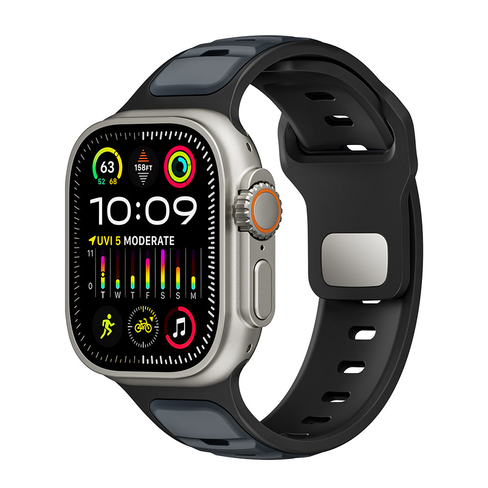 Apple Watch Ultra 49mm Zore KRD-135 Silikon Kordon Strap Kayış Açık Yeşil-Gri