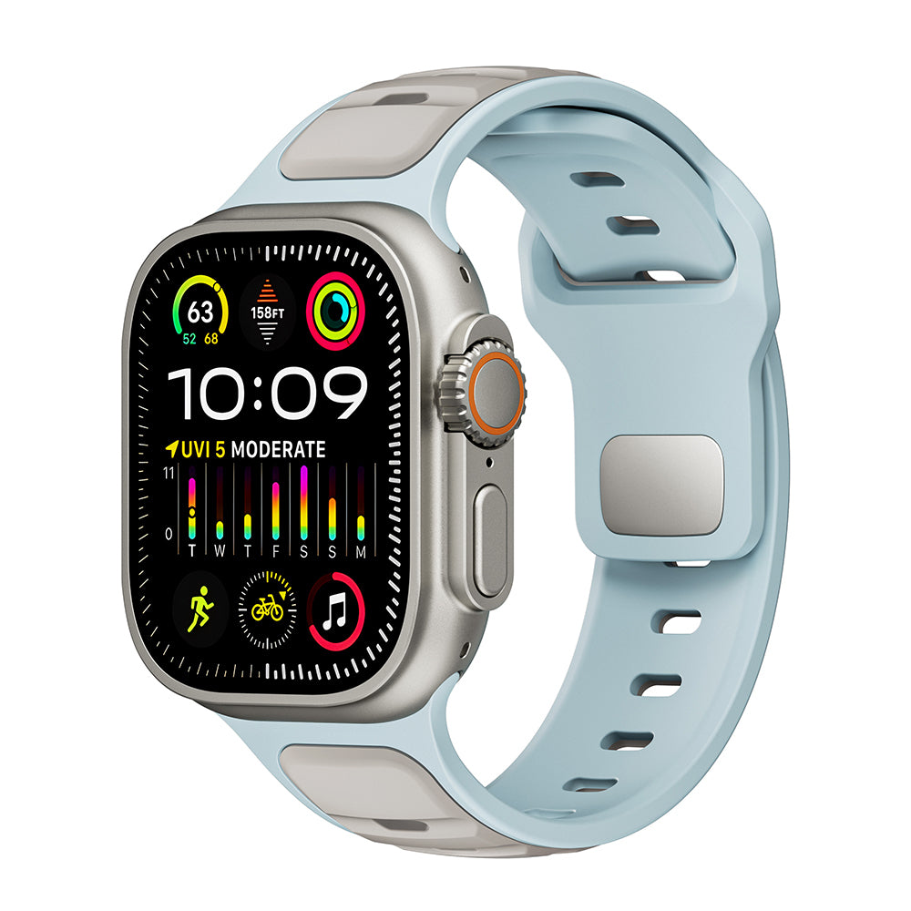 Apple Watch Ultra 49mm Zore KRD-135 Silikon Kordon Strap Kayış Açık Yeşil-Gri
