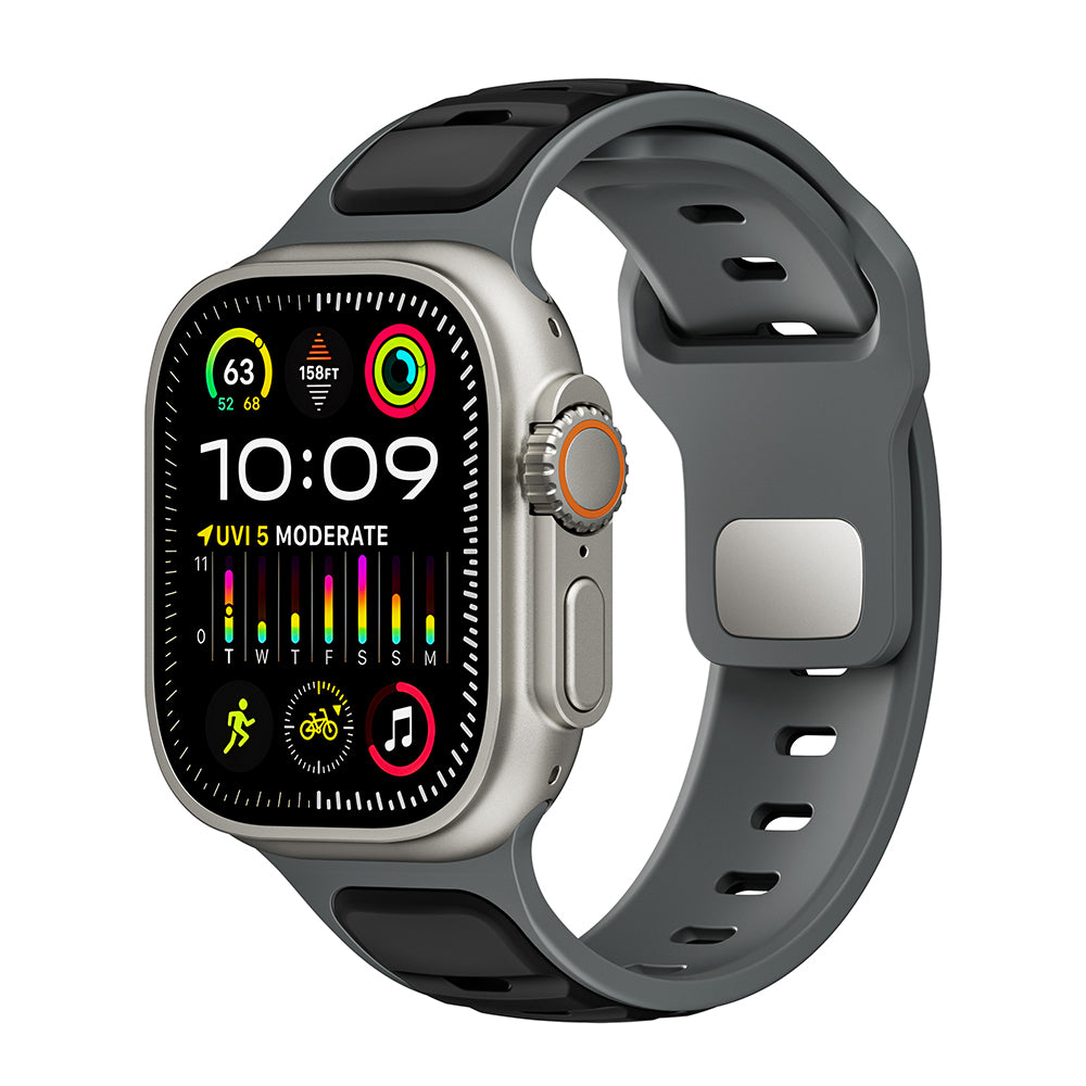 Apple Watch Ultra 49mm Zore KRD-135 Silikon Kordon Strap Kayış Gri-Turuncu