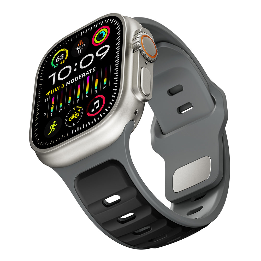 Apple Watch Ultra 49mm Zore KRD-135 Silikon Kordon Strap Kayış Midnight Blue-Siyah