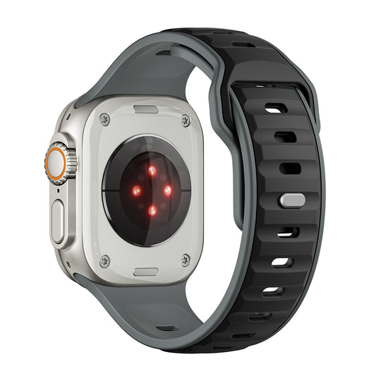Apple Watch Ultra 49mm Zore KRD-135 Silikon Kordon Strap Kayış Gri-Siyah