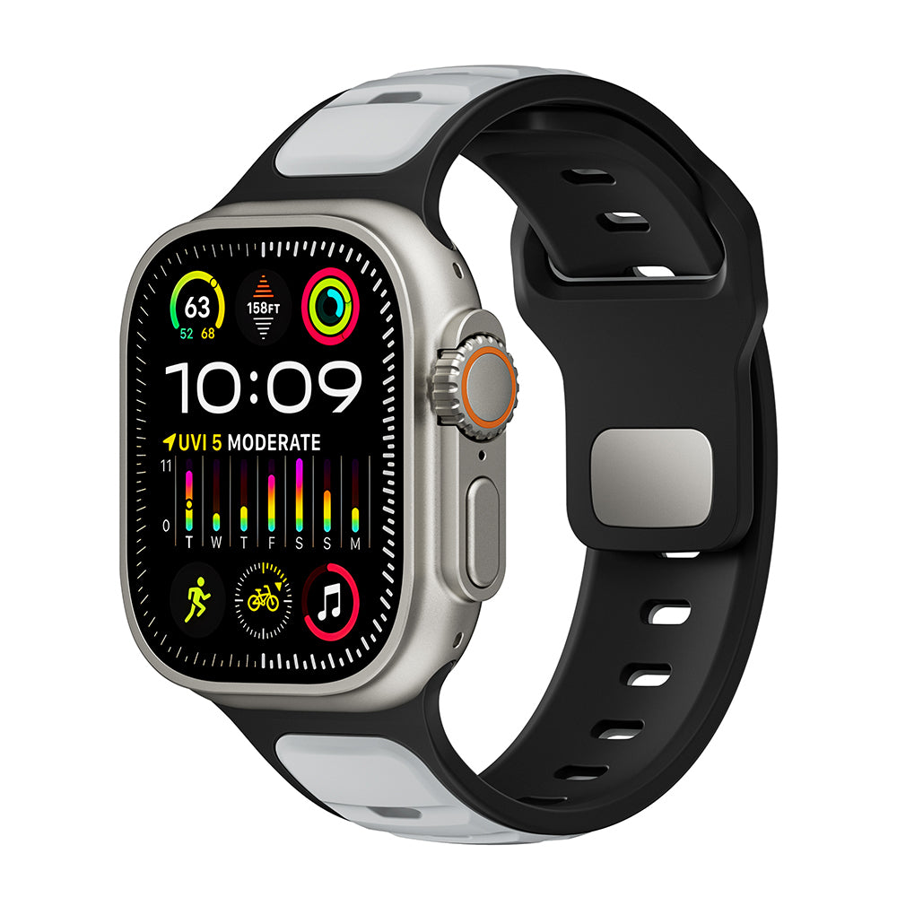 Apple Watch Ultra 49mm Zore KRD-135 Silikon Kordon Strap Kayış Midnight Blue-Siyah