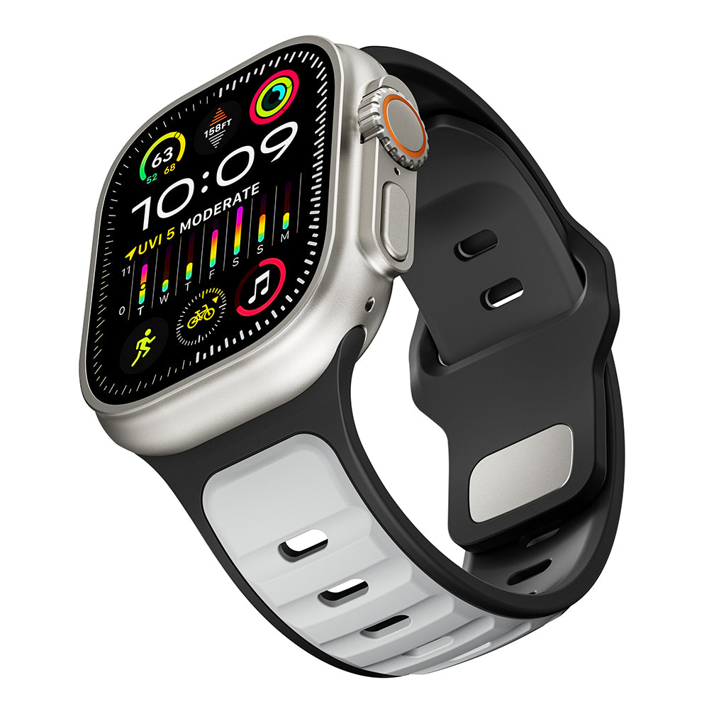 Apple Watch Ultra 49mm Zore KRD-135 Silikon Kordon Strap Kayış Siyah-Turuncu