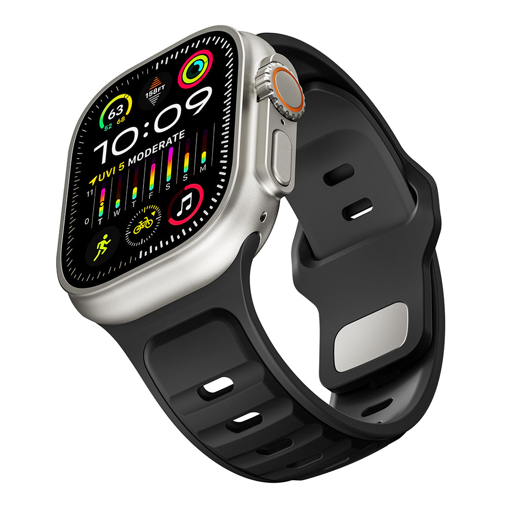 Apple Watch Ultra 49mm Zore KRD-135 Silikon Kordon Strap Kayış Gri-Siyah