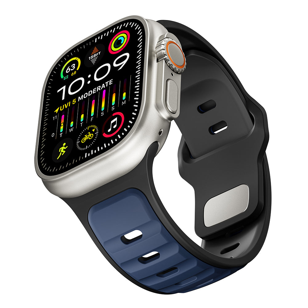 Apple Watch Ultra 49mm Zore KRD-135 Silikon Kordon Strap Kayış Midnight Blue-Siyah
