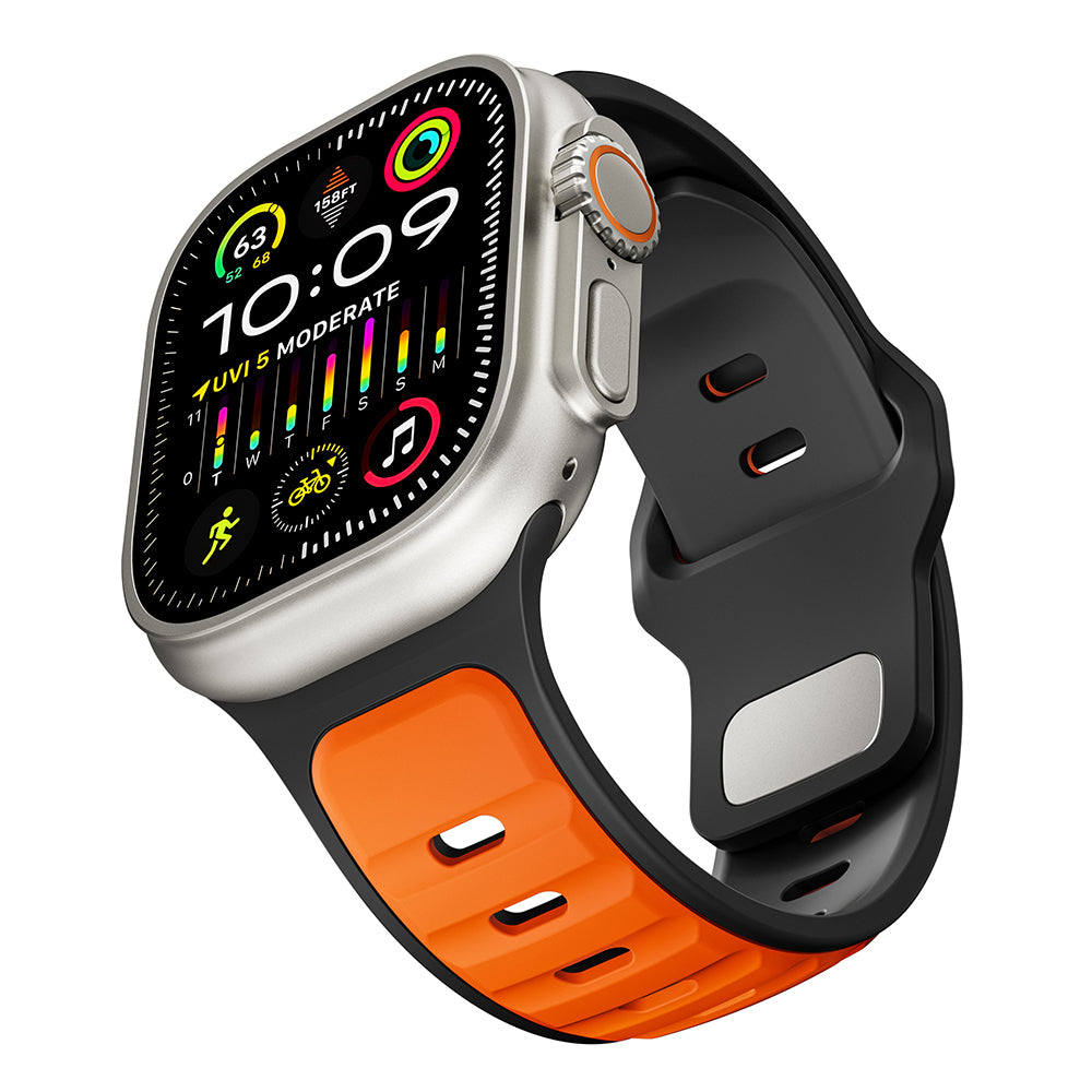 Apple Watch Ultra 49mm Zore KRD-135 Silikon Kordon Strap Kayış Gri-Turuncu