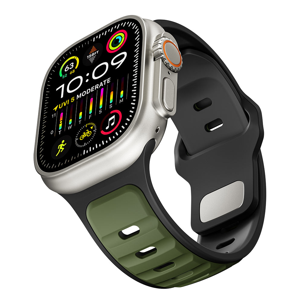 Apple Watch Ultra 49mm Zore KRD-135 Silikon Kordon Strap Kayış Gri-Turuncu