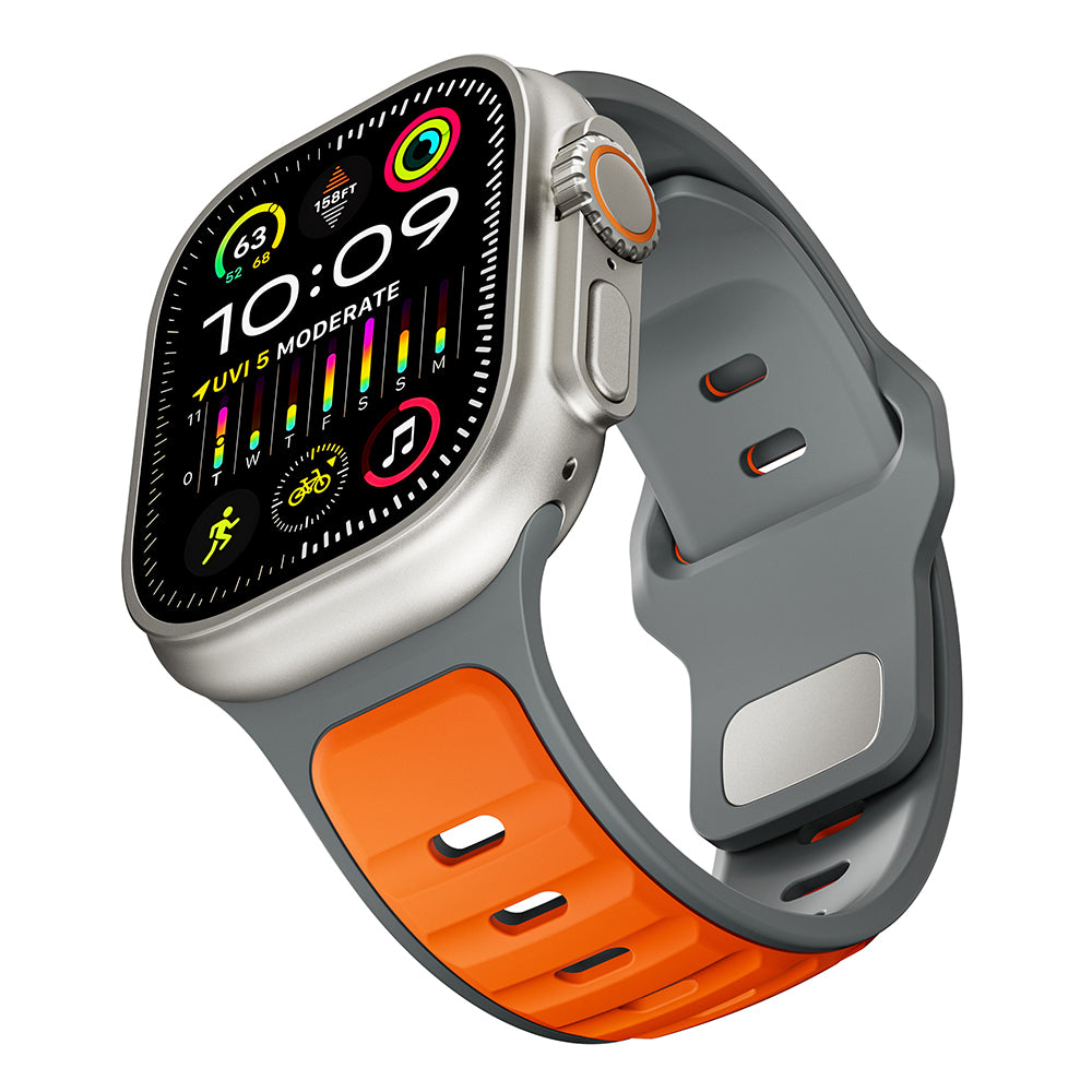 Apple Watch Ultra 49mm Zore KRD-135 Silikon Kordon Strap Kayış Koyu Yeşil-Siyah