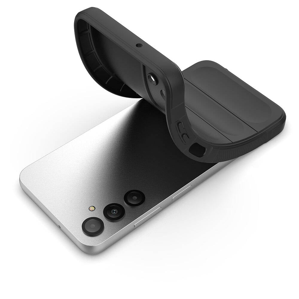 Galaxy A05S Kılıf Esnek TPU Oyuklu Arka Yüzey Tasarımlı Zore Etnik Silikon Kapak Siyah