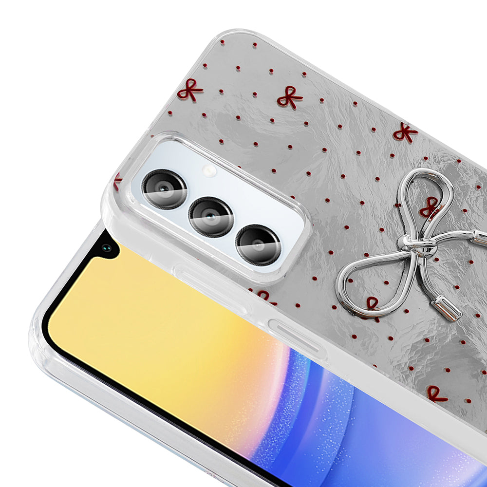 Galaxy A15 Kılıf Kamera Korumalı Figürlü Zore Ponti Silikon Kapak Açık Pembe