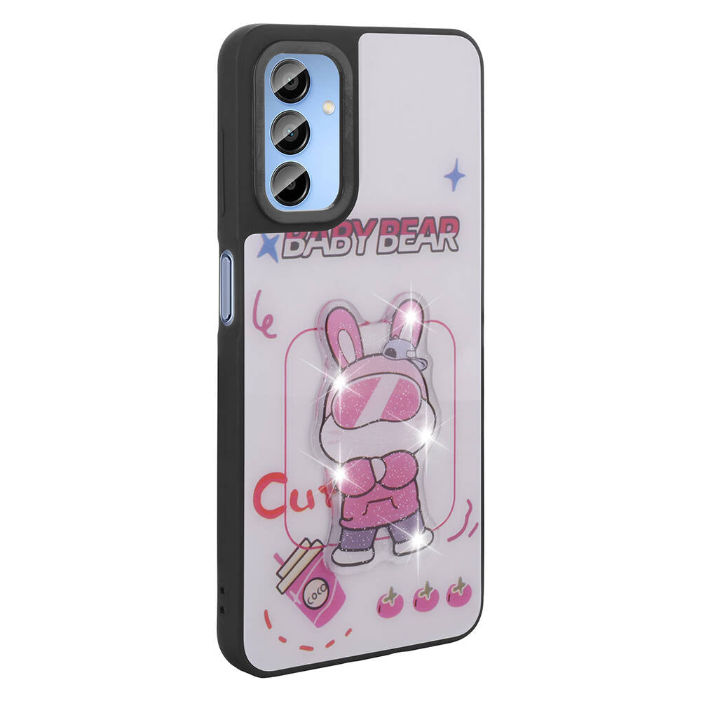 Galaxy A15 Kılıf Parlayan Kabartmalı İkonik Figürlü Zore Amas Silikon Kapak Siyah