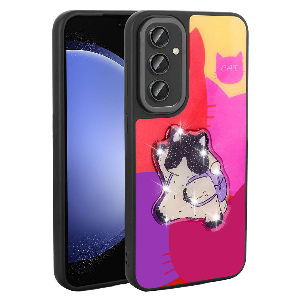 Galaxy A24 Kılıf Parlayan Kabartmalı İkonik Figürlü Zore Amas Silikon Kapak Siyah