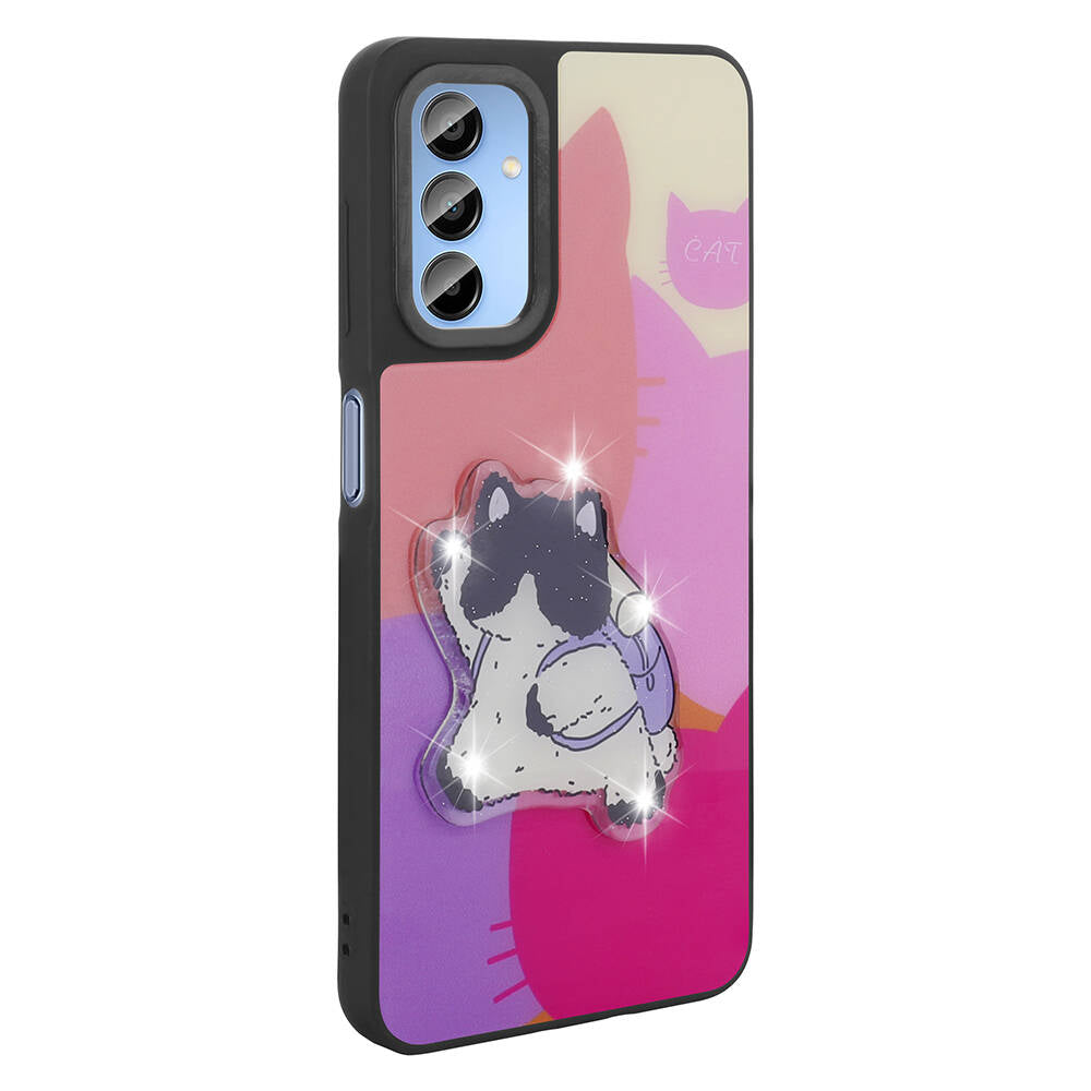 Galaxy A25 Kılıf Parlayan Kabartmalı İkonik Figürlü Zore Amas Silikon Kapak Siyah