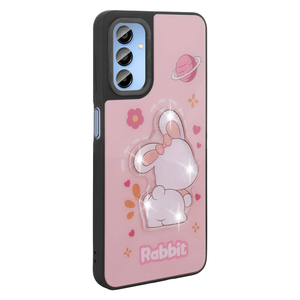 Galaxy A25 Kılıf Parlayan Kabartmalı İkonik Figürlü Zore Amas Silikon Kapak Siyah