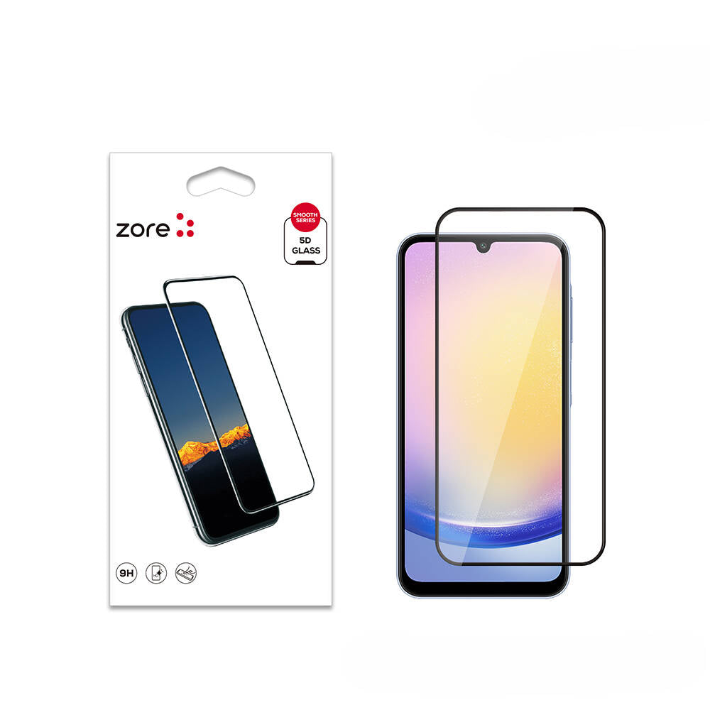 Galaxy A25 Zore Kenarları Kırılmaya Dayanıklı Cam Ekran Koruyucu Siyah