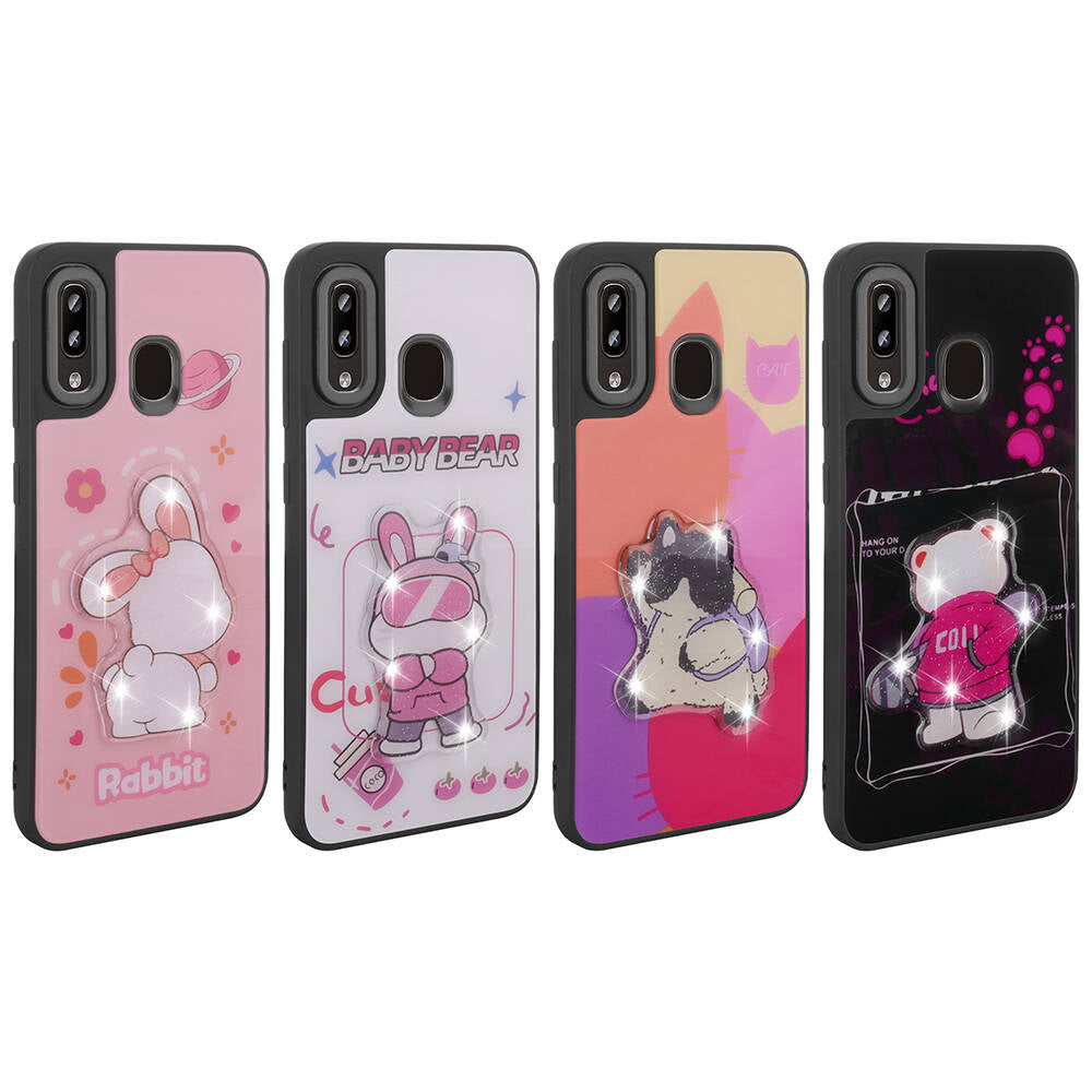 Galaxy A30 Kılıf Parlayan Kabartmalı İkonik Figürlü Zore Amas Silikon Kapak Beyaz