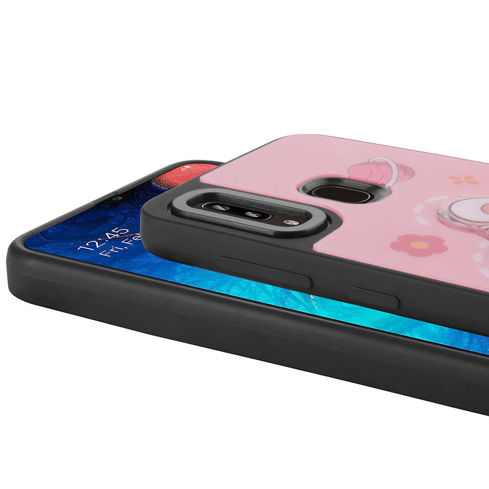 Galaxy A30 Kılıf Parlayan Kabartmalı İkonik Figürlü Zore Amas Silikon Kapak Siyah