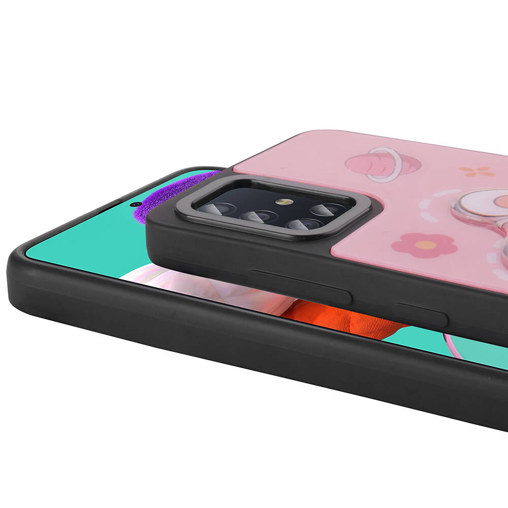 Galaxy A51 Kılıf Parlayan Kabartmalı İkonik Figürlü Zore Amas Silikon Kapak Siyah