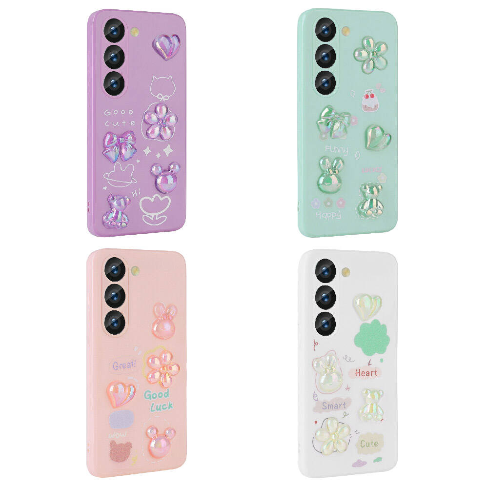 Galaxy A54 Kılıf Kabartma Figürlü Parlak Zore Toys Silikon Kapak Mor