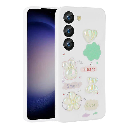 Galaxy A54 Kılıf Kabartma Figürlü Parlak Zore Toys Silikon Kapak Beyaz