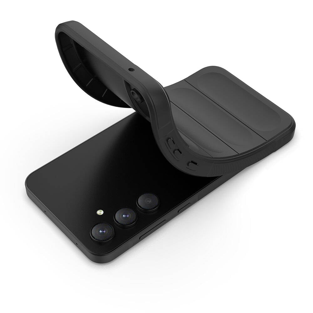 Galaxy A55 Kılıf Esnek TPU Oyuklu Arka Yüzey Tasarımlı Zore Etnik Silikon Kapak Koyu Yeşil