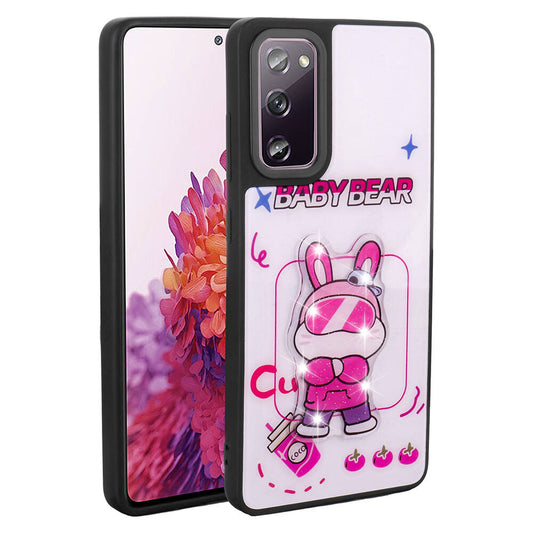 Galaxy S20 FE Kılıf Parlayan Kabartmalı İkonik Figürlü Zore Amas Silikon Kapak Beyaz