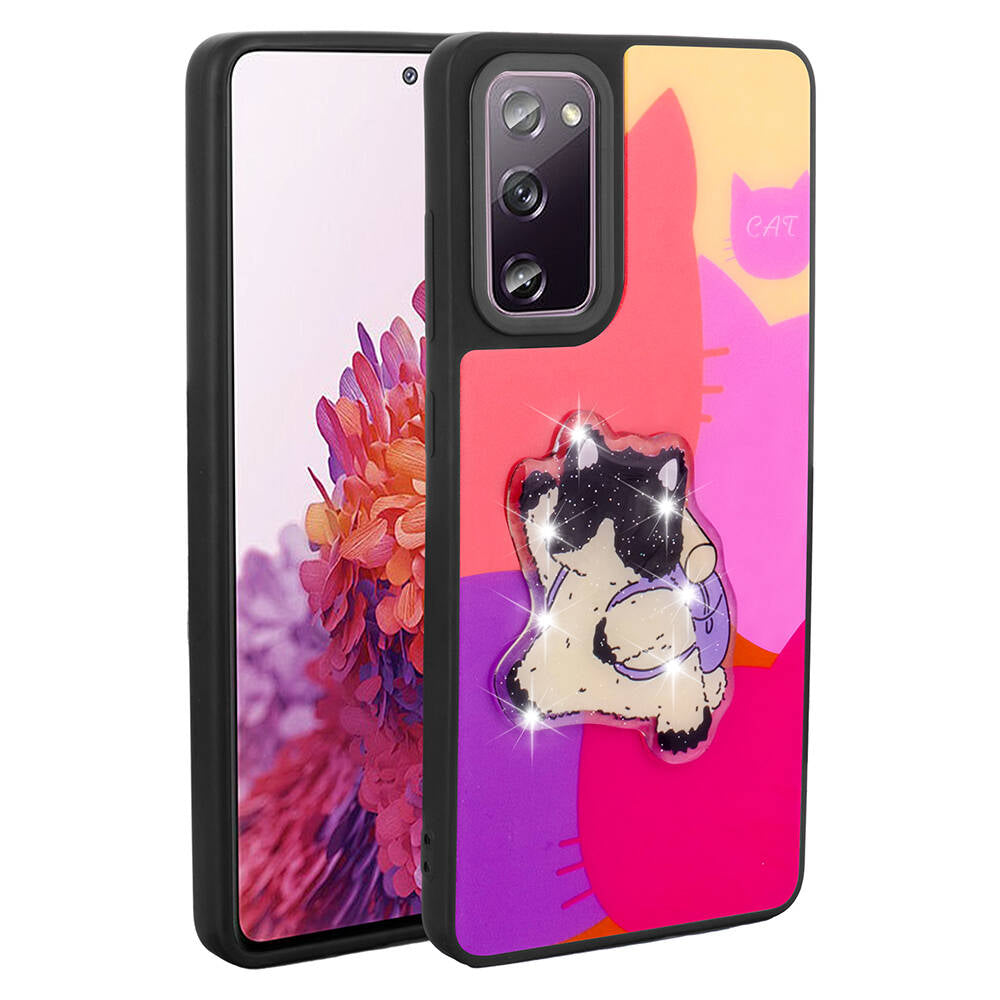 Galaxy S20 FE Kılıf Parlayan Kabartmalı İkonik Figürlü Zore Amas Silikon Kapak Beyaz