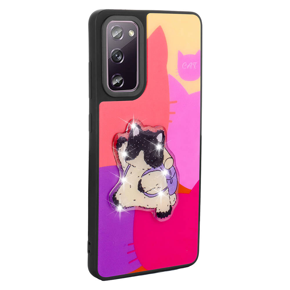 Galaxy S20 FE Kılıf Parlayan Kabartmalı İkonik Figürlü Zore Amas Silikon Kapak Beyaz