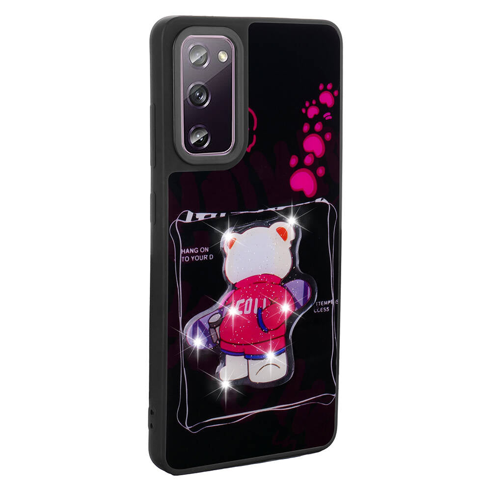 Galaxy S20 FE Kılıf Parlayan Kabartmalı İkonik Figürlü Zore Amas Silikon Kapak Beyaz